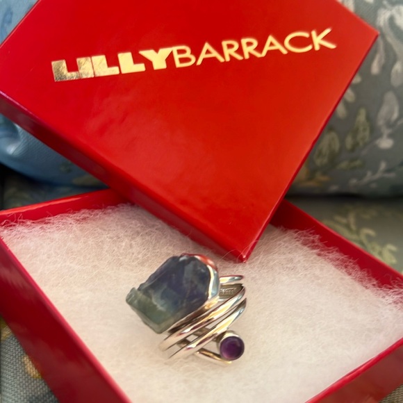 lilly Barrack Jewelry - Lilly Barrack Fluorine and Amethyst Ring Size 8.5 Adjustable.